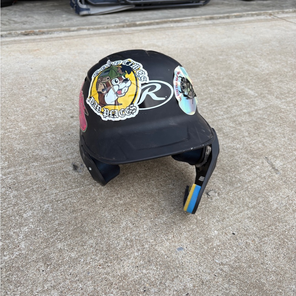 Kids Black Batting Helmet with Stickers